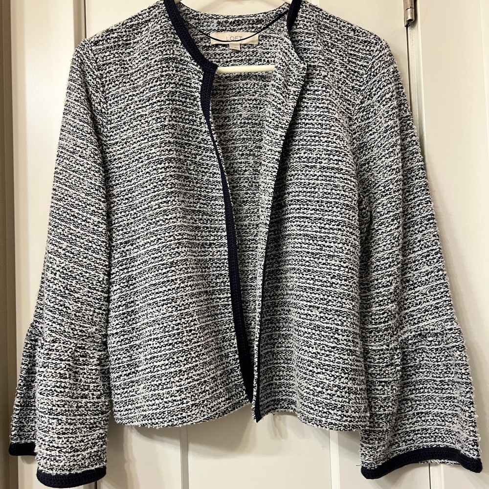 Tweed blazer jacket navy & white by LOFT.